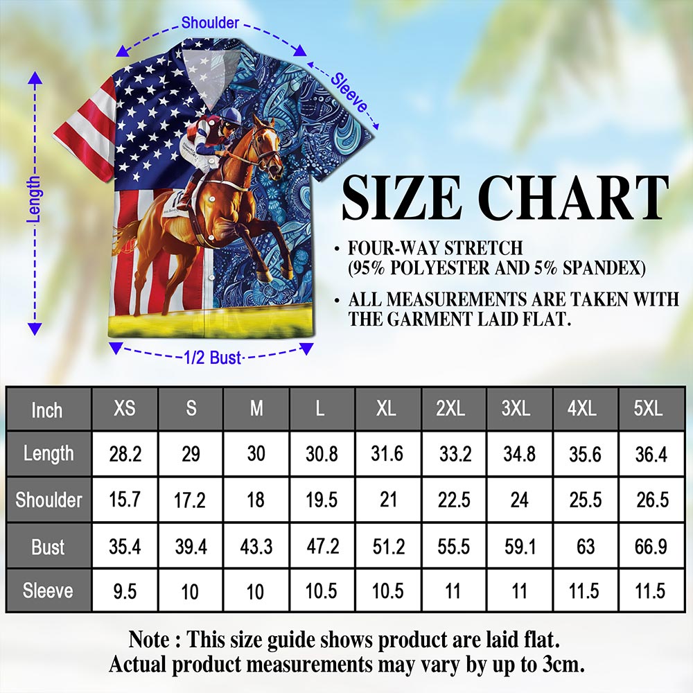 American Horse Racing Hawaiian Shirt for Men, Button Down Aloha Shirt - Azhawaiian