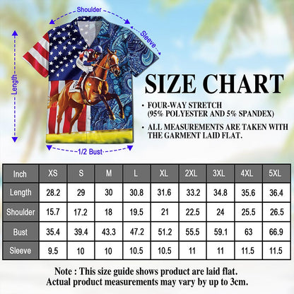American Horse Racing Hawaiian Shirt for Men, Button Down Aloha Shirt - Azhawaiian