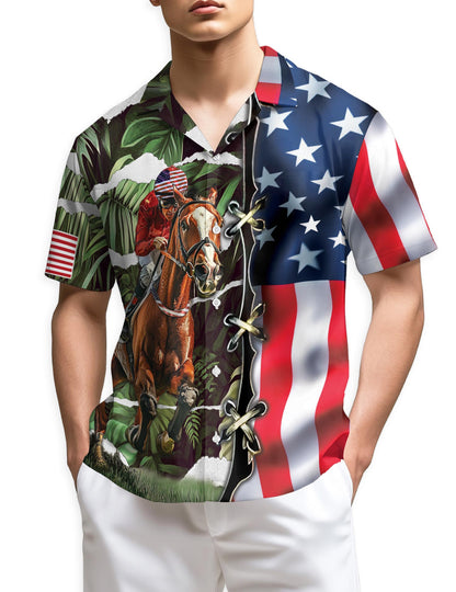 Azhawaiian American Jockey Racing Hawaiian Shirt for Men