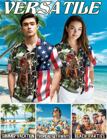 American Jockey Racing Hawaiian Shirt for Men, Button Down Aloha Shirt - Azhawaiian