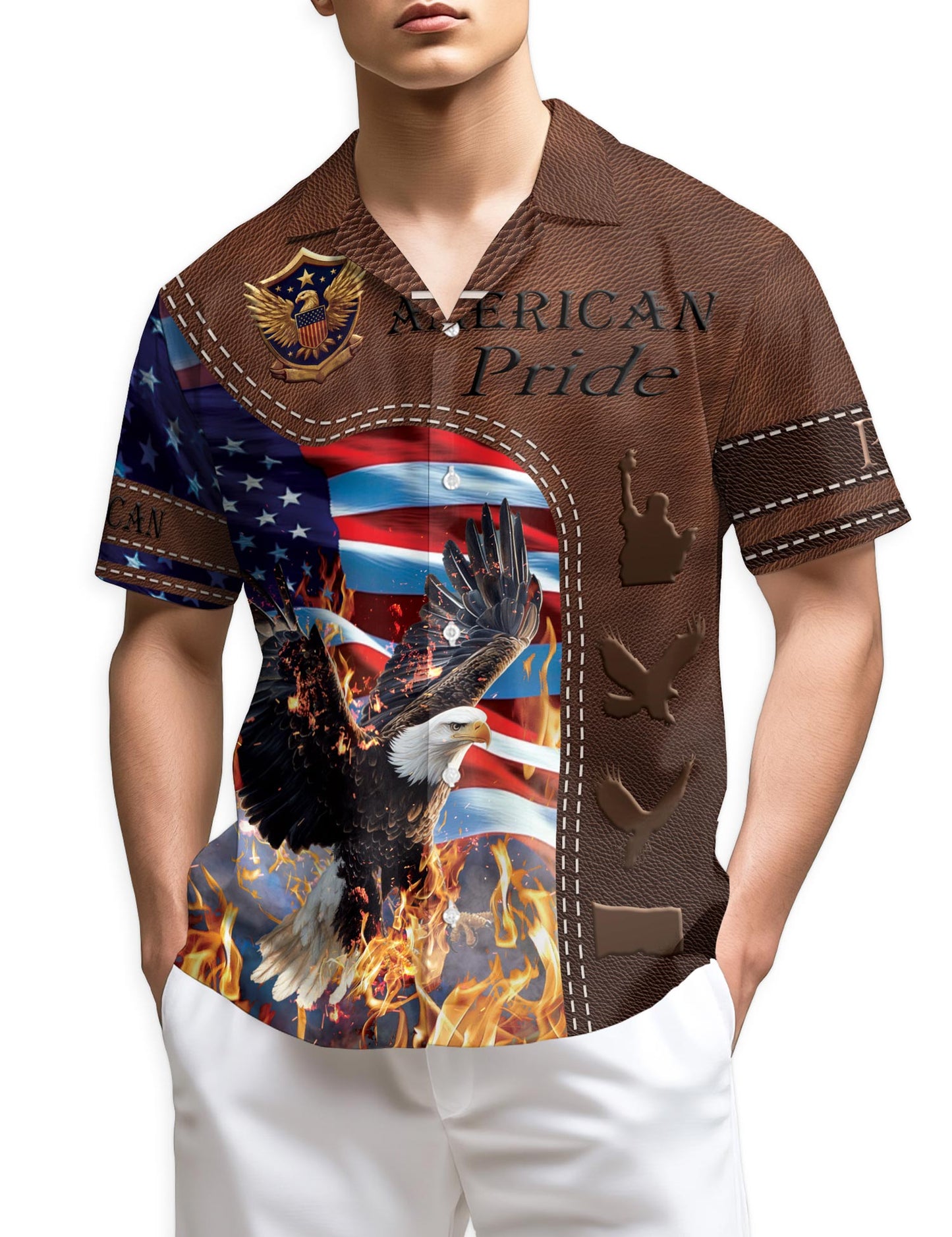Azhawaiian American Pride Patriotism Hawaiian Shirt for Men