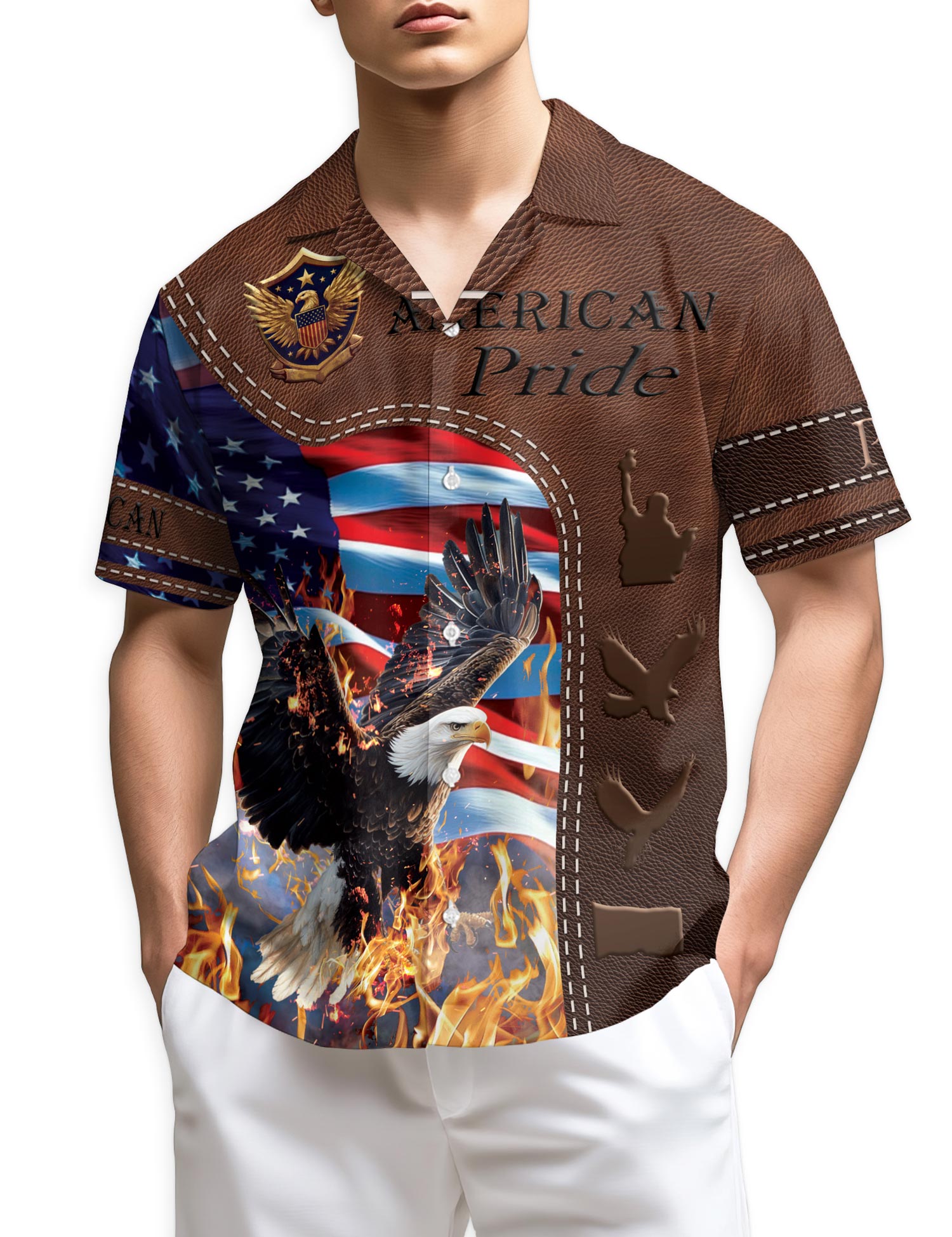 Azhawaiian American Pride Patriotism Hawaiian Shirt for Men