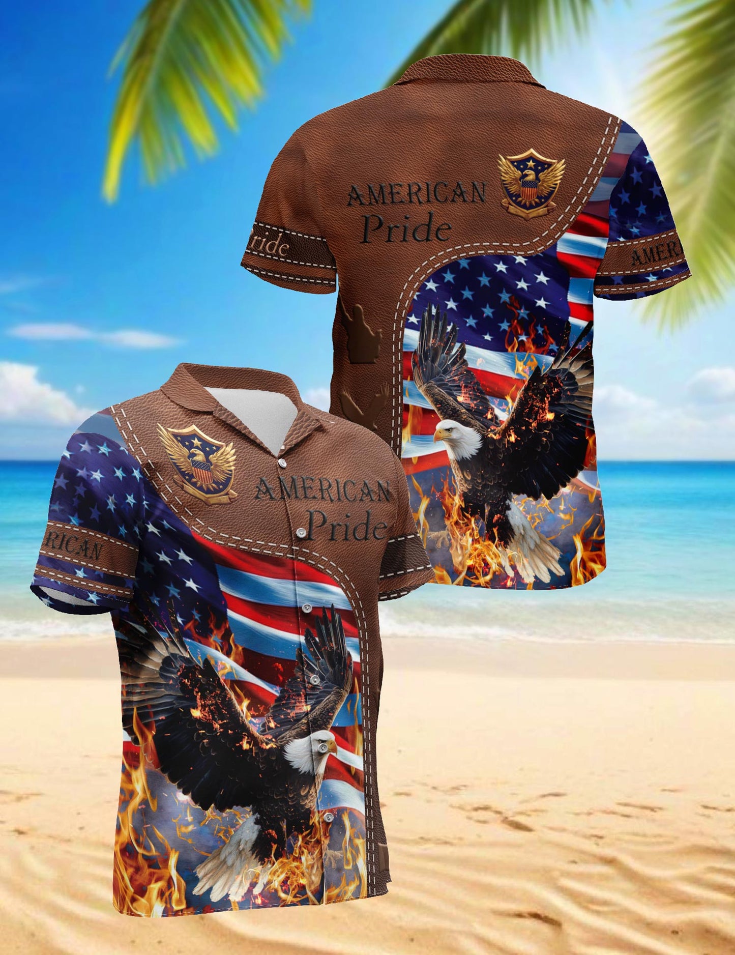 American Pride Patriotism Hawaiian Shirt for Men, Button Down Aloha Shirt - Azhawaiian
