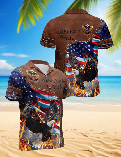 American Pride Patriotism Hawaiian Shirt for Men, Button Down Aloha Shirt - Azhawaiian