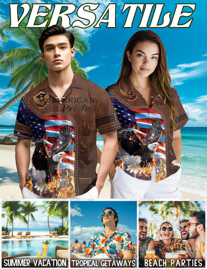 American Pride Patriotism Hawaiian Shirt for Men, Button Down Aloha Shirt - Azhawaiian