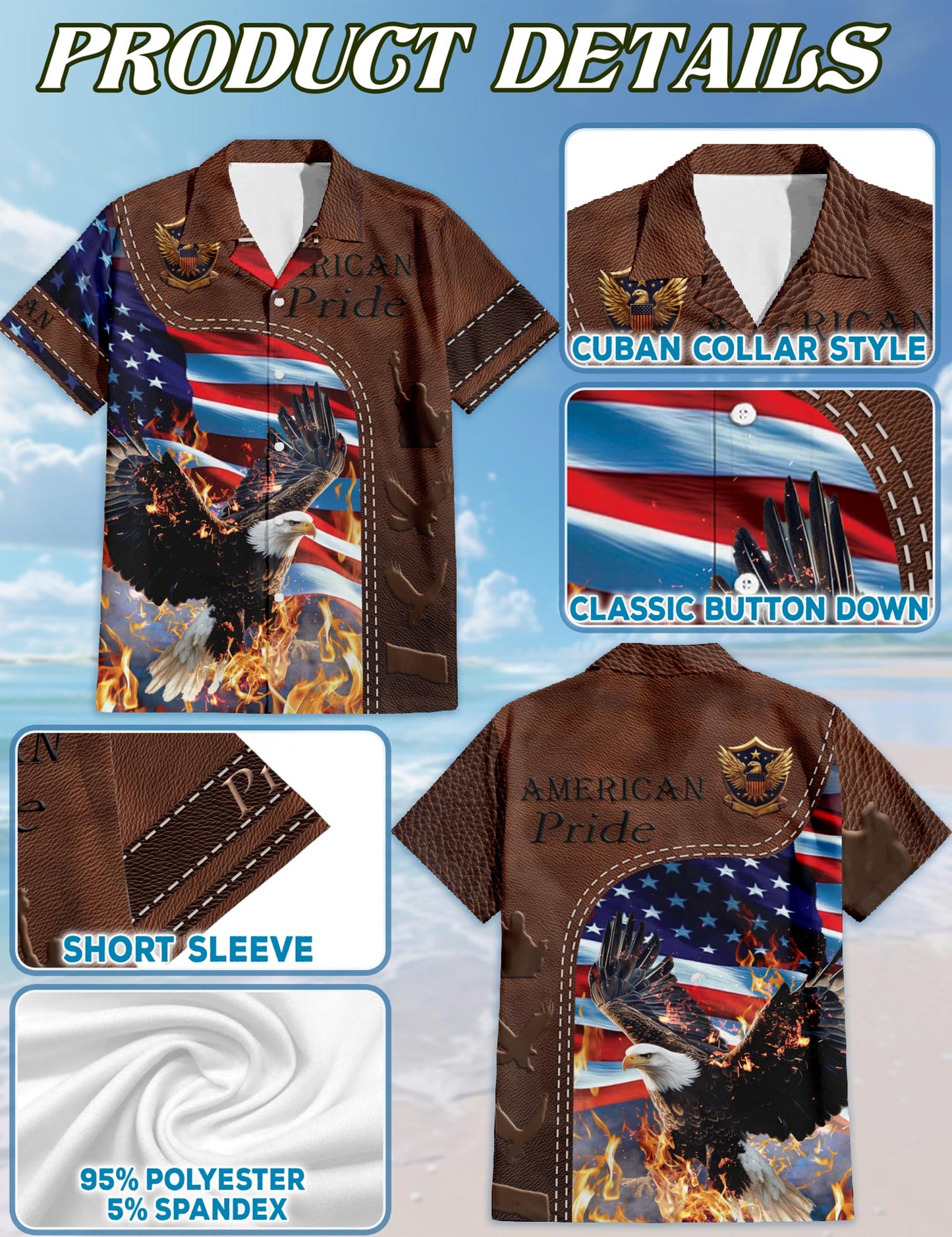 American Pride Patriotism Hawaiian Shirt for Men, Button Down Aloha Shirt - Azhawaiian