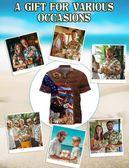 American Pride Patriotism Hawaiian Shirt for Men, Button Down Aloha Shirt - Azhawaiian