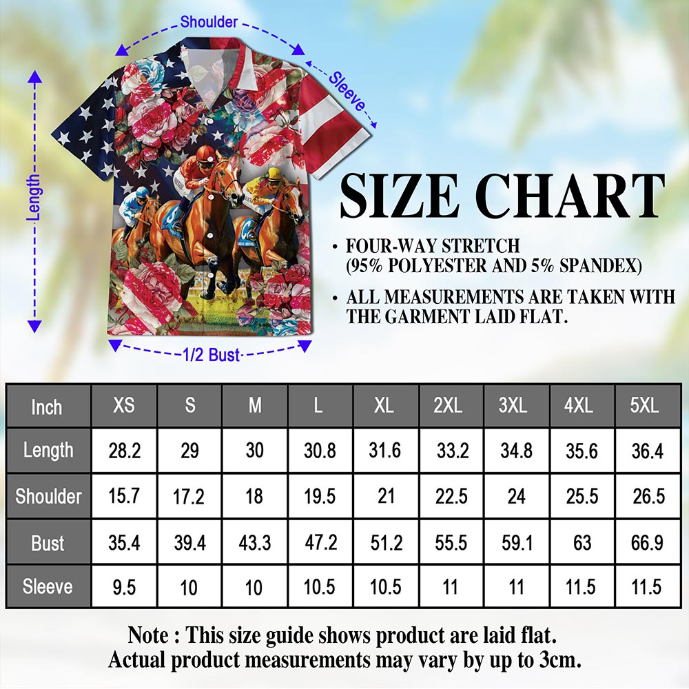 American Roses Horse Racing Hawaiian Shirt for Men, Button Down Aloha Shirt - Azhawaiian