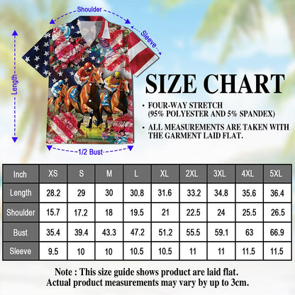 American Roses Horse Racing Hawaiian Shirt for Men, Button Down Aloha Shirt - Azhawaiian