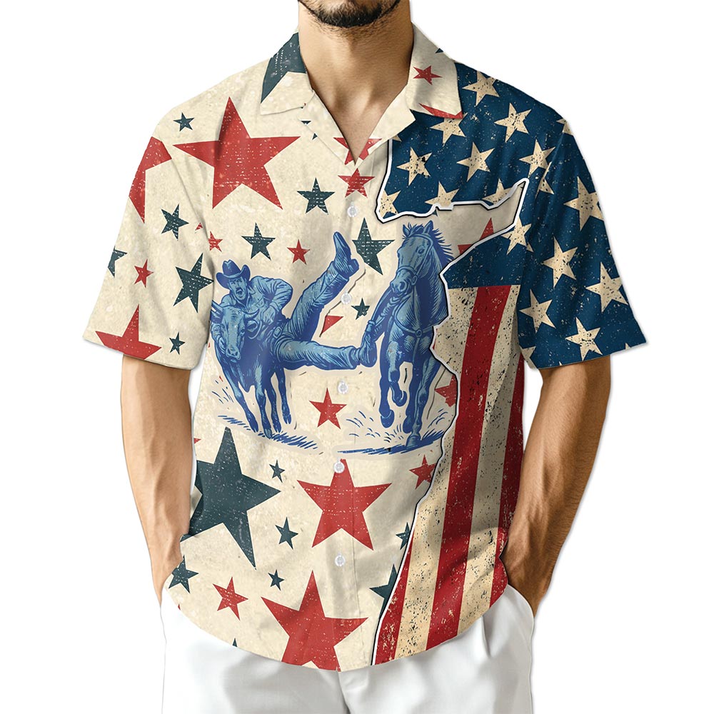 Azhawaiian American Steer Wrestling Hawaiian Shirt for Men