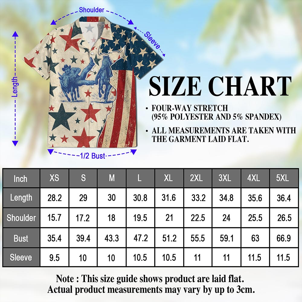 American Steer Wrestling Hawaiian Shirt for Men, Button Down Aloha Shirt - Azhawaiian