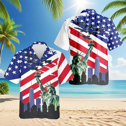 American USA Hawaiian Shirt for Men, Button Down Aloha Shirt - Azhawaiian