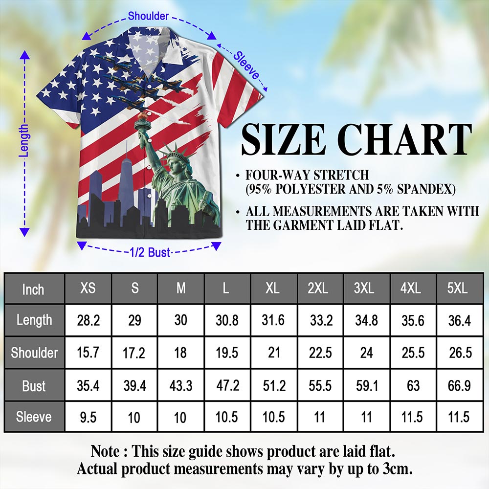 American USA Hawaiian Shirt for Men, Button Down Aloha Shirt - Azhawaiian