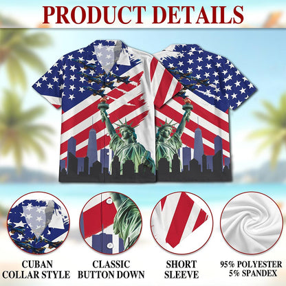 American USA Hawaiian Shirt for Men, Button Down Aloha Shirt - Azhawaiian