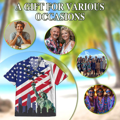 American USA Hawaiian Shirt for Men, Button Down Aloha Shirt - Azhawaiian