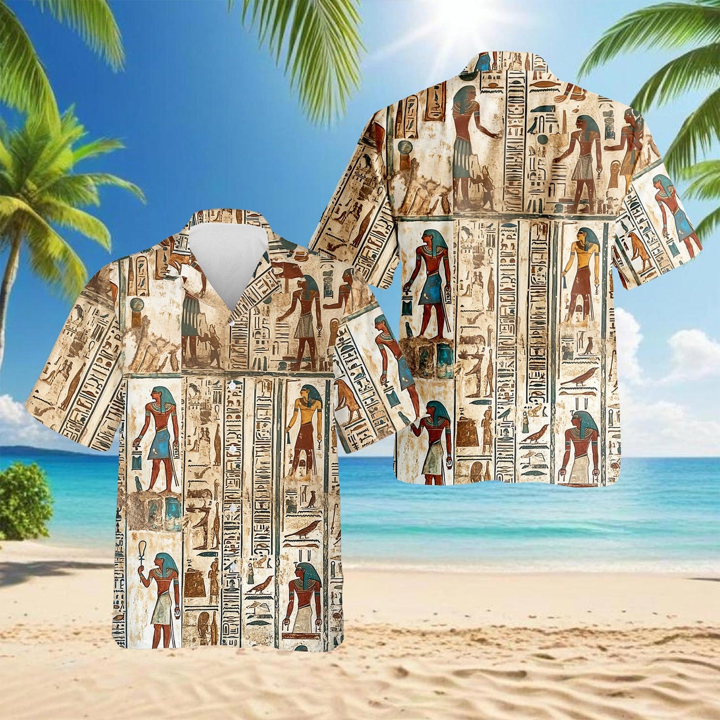 Ancient Egyptian Hawaiian Shirt for Men, Button Down Aloha Shirt - Azhawaiian