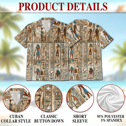 Ancient Egyptian Hawaiian Shirt for Men, Button Down Aloha Shirt - Azhawaiian
