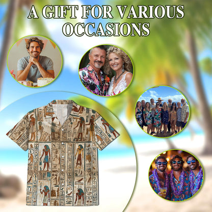 Ancient Egyptian Hawaiian Shirt for Men, Button Down Aloha Shirt - Azhawaiian