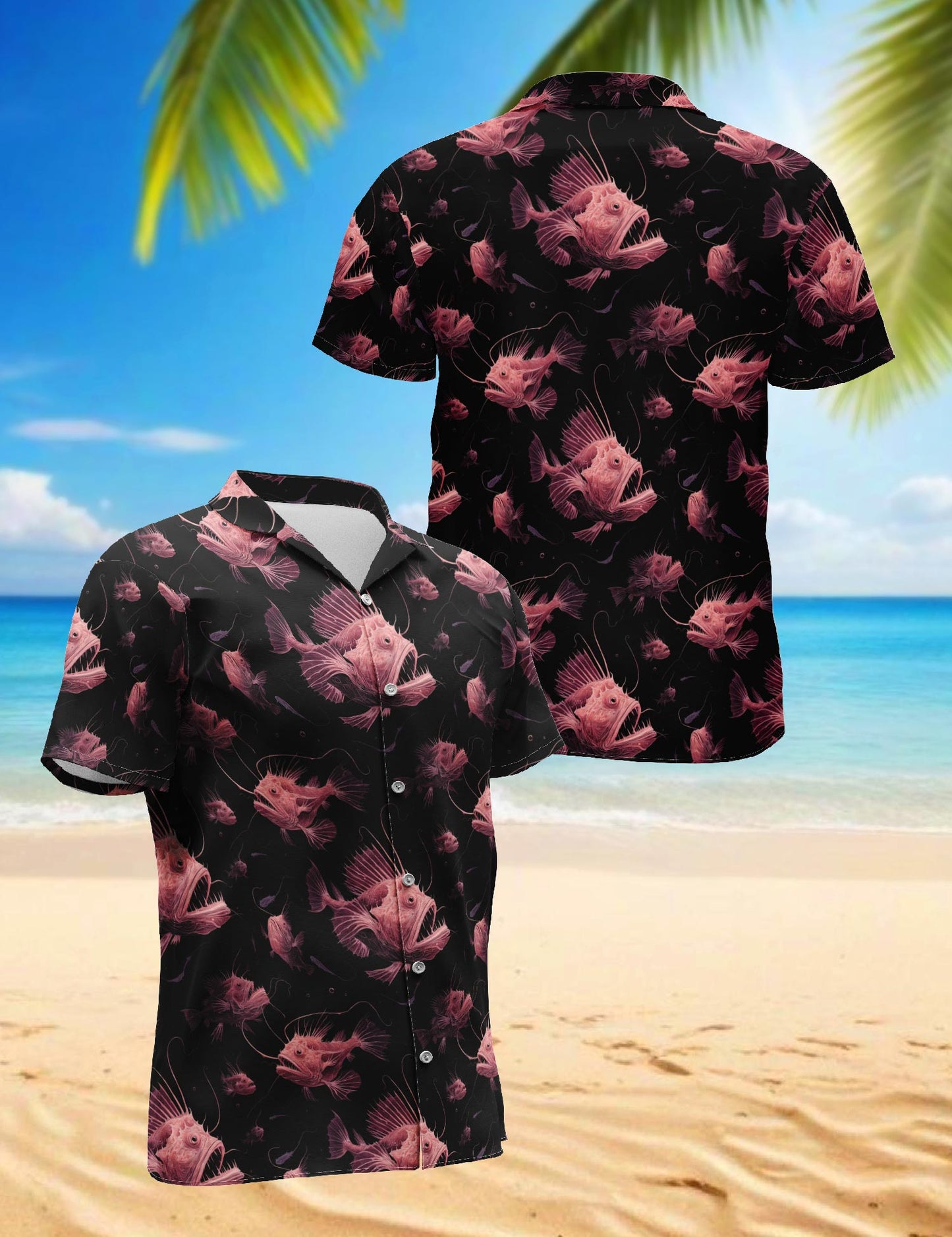 Anglerfish Hawaiian Shirt for Men, Button Down Aloha Shirt - Azhawaiian
