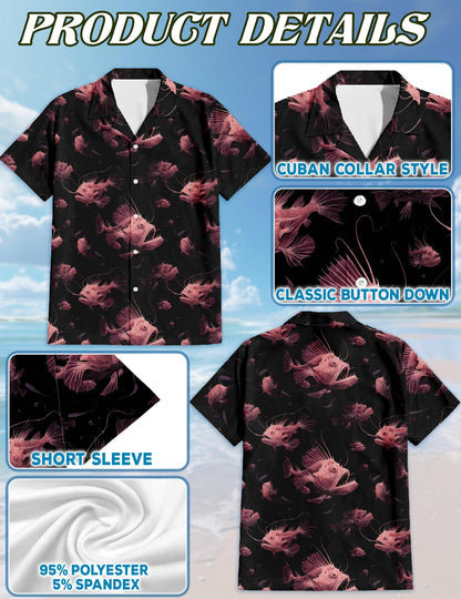 Anglerfish Hawaiian Shirt for Men, Button Down Aloha Shirt - Azhawaiian
