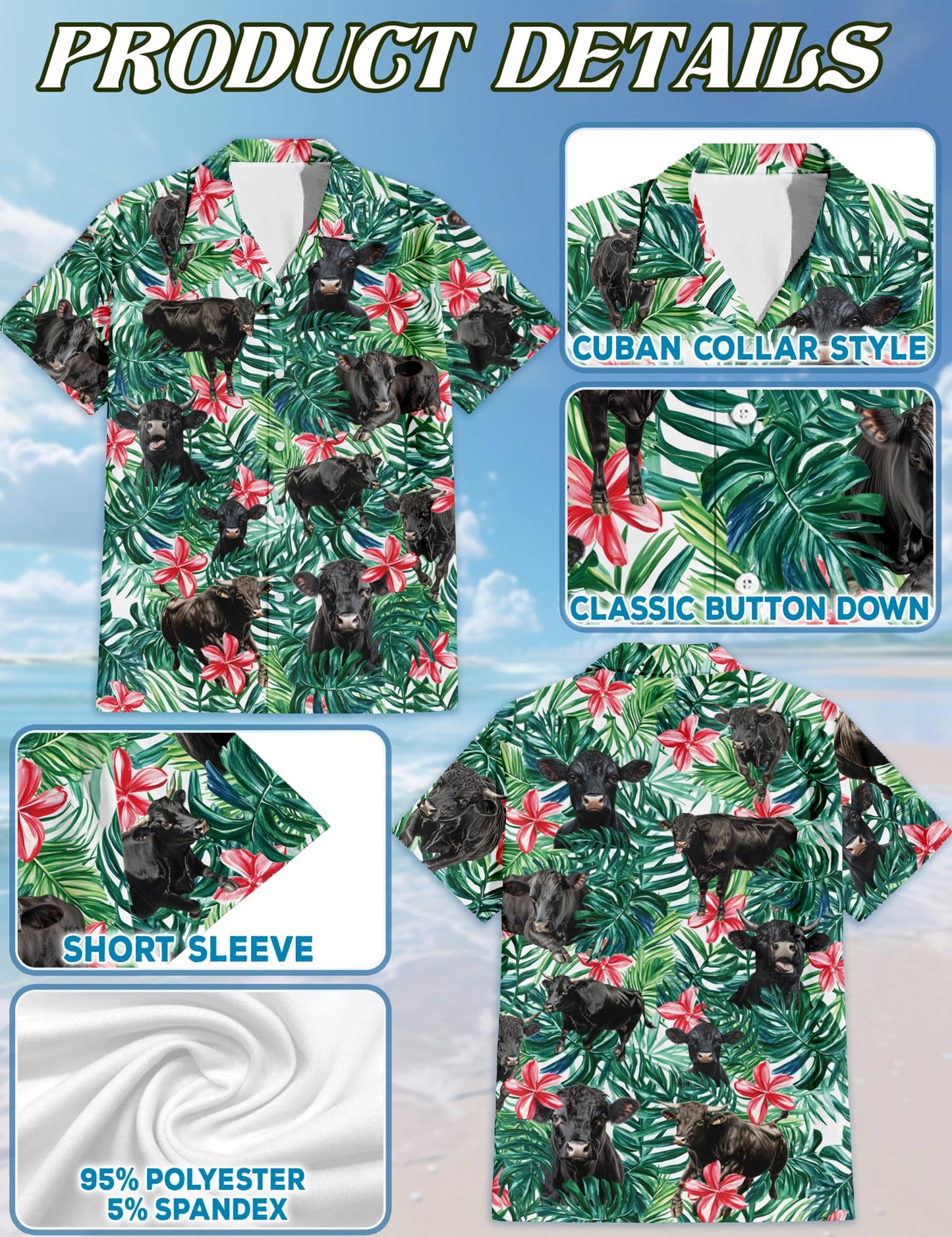 Angus Cattle Hawaiian Shirt for Men, Button Down Aloha Shirt - Azhawaiian