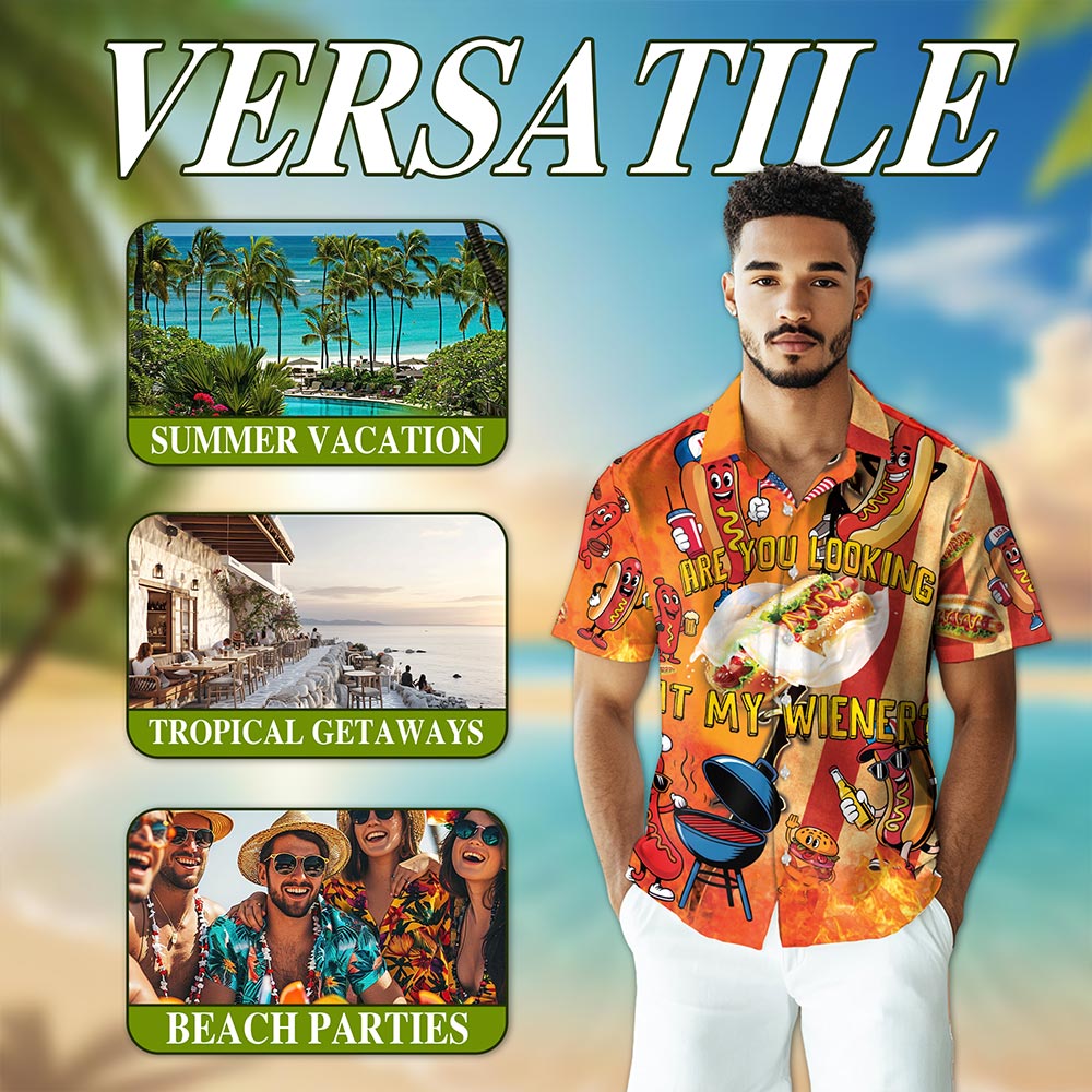 Are You Looking At My Wiener Hawaiian Shirt for Men, Button Down Aloha Shirt - Azhawaiian