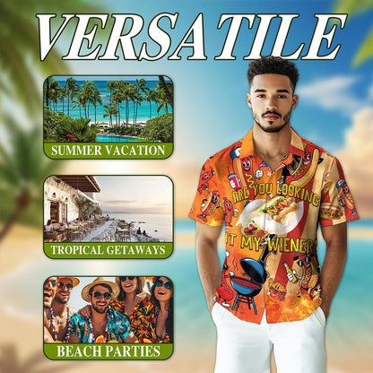 Are You Looking At My Wiener Hawaiian Shirt for Men, Button Down Aloha Shirt - Azhawaiian