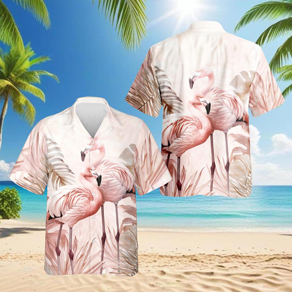 Art Flamingo Hawaiian Shirt for Men, Button Down Aloha Shirt - Azhawaiian