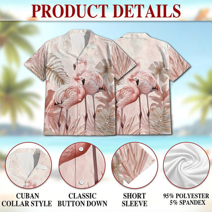 Art Flamingo Hawaiian Shirt for Men, Button Down Aloha Shirt - Azhawaiian