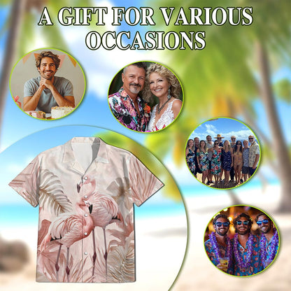 Art Flamingo Hawaiian Shirt for Men, Button Down Aloha Shirt - Azhawaiian