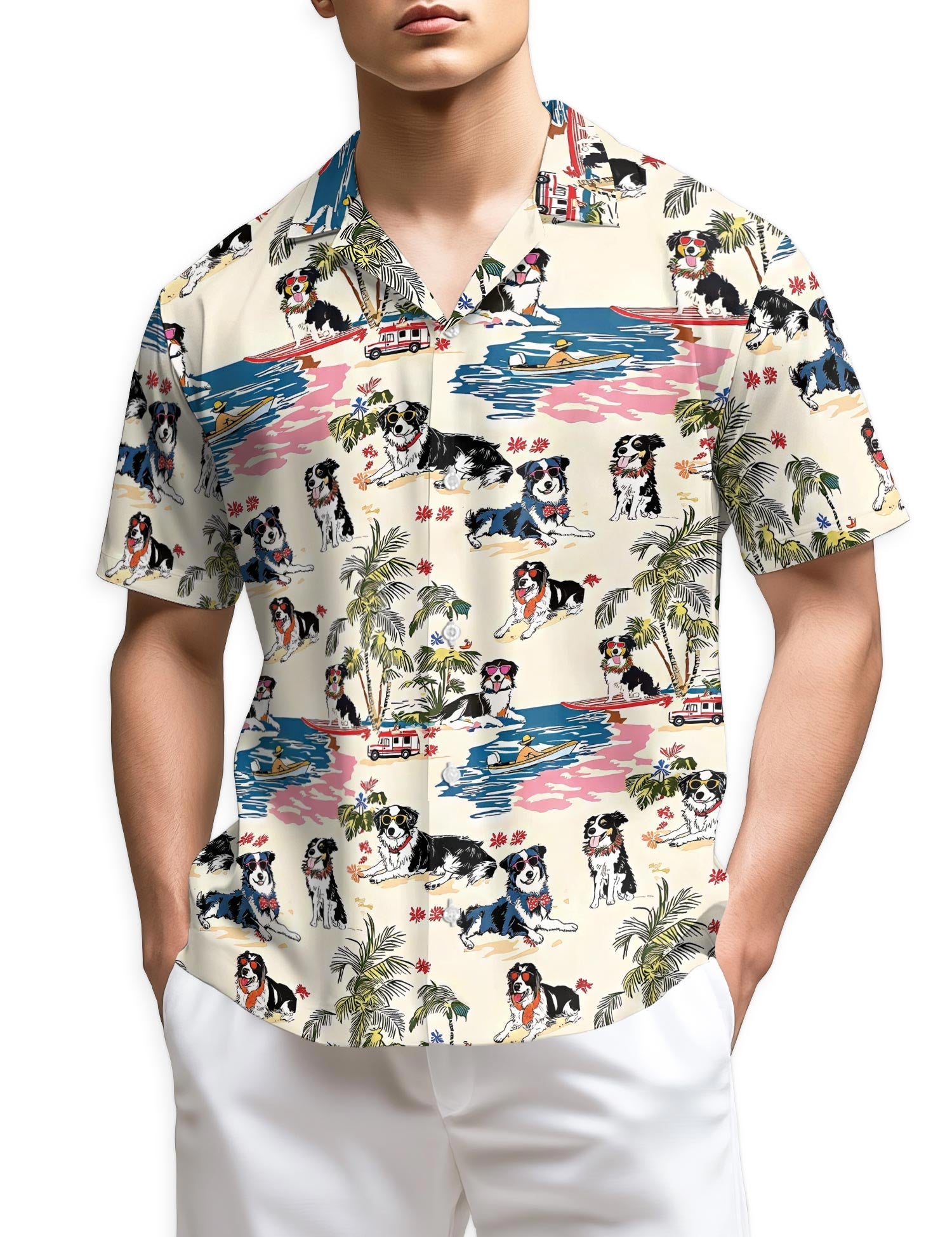 Azhawaiian Australian Shepherd Hawaiian Shirt for Men