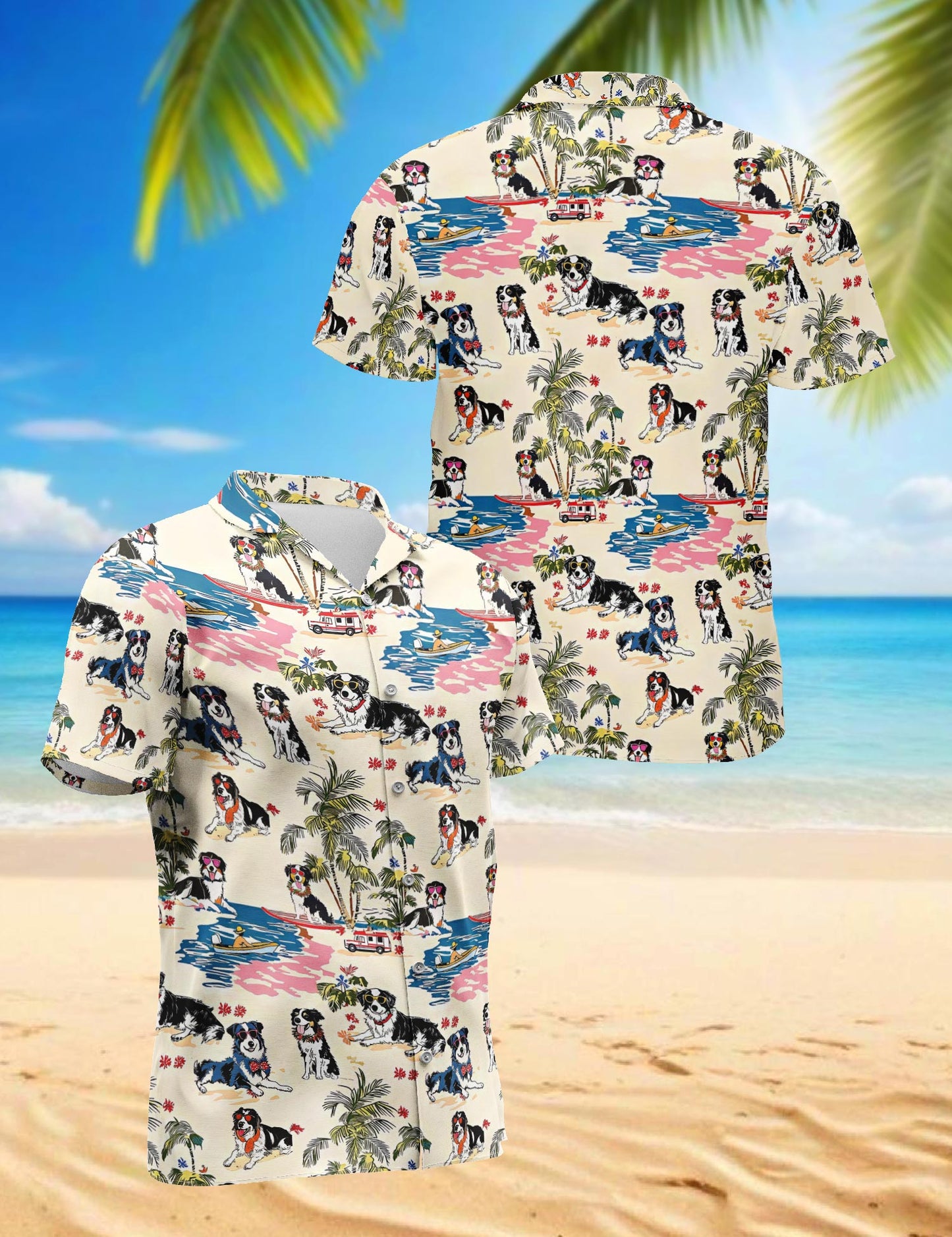 Australian Shepherd Hawaiian Shirt for Men, Button Down Aloha Shirt - Azhawaiian
