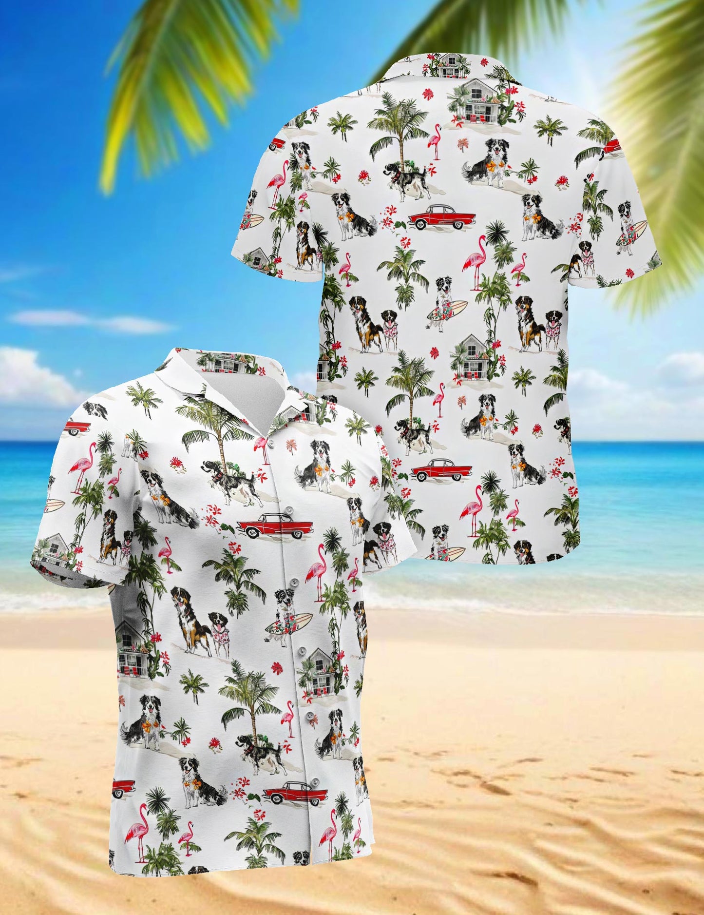 Australian Shepherd Hawaiian Shirt for Men, Button Down Aloha Shirt - Azhawaiian