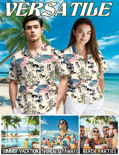 Australian Shepherd Hawaiian Shirt for Men, Button Down Aloha Shirt - Azhawaiian