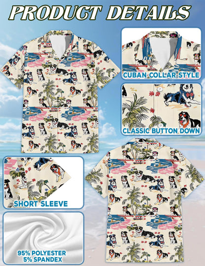 Australian Shepherd Hawaiian Shirt for Men, Button Down Aloha Shirt - Azhawaiian