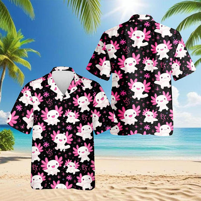 Axolotl Hawaiian Shirt for Men, Button Down Aloha Shirt - Azhawaiian