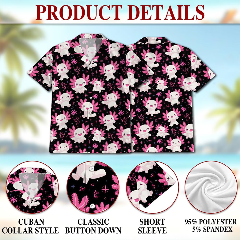 Axolotl Hawaiian Shirt for Men, Button Down Aloha Shirt - Azhawaiian