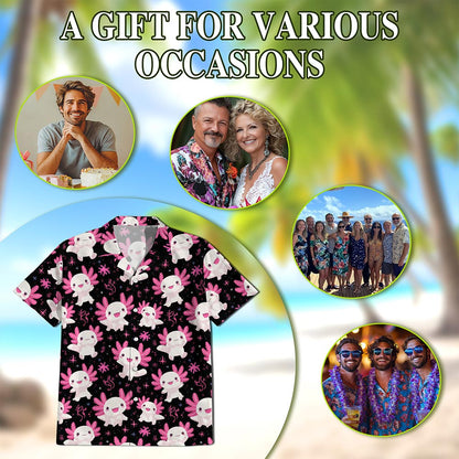 Axolotl Hawaiian Shirt for Men, Button Down Aloha Shirt - Azhawaiian