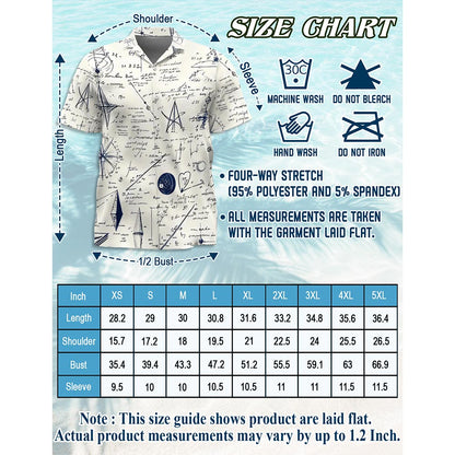 B&W Teacher Math Love Pattern Hawaiian Shirt for Men, Button Down Aloha Shirt - Azhawaiian