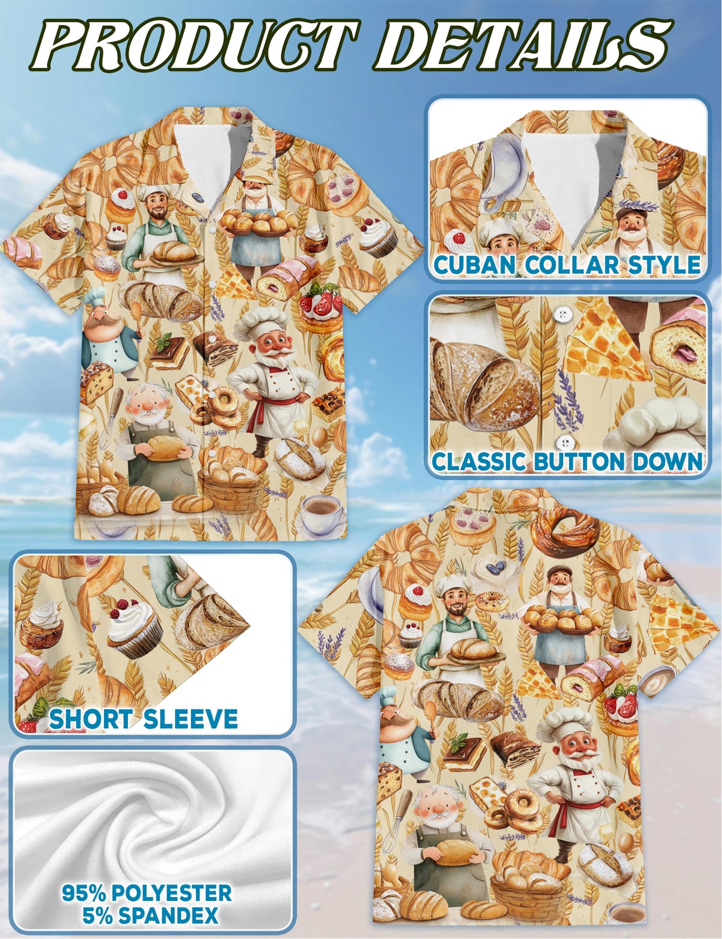 Bakery Hawaiian Shirt for Men, Button Down Aloha Shirt - Azhawaiian