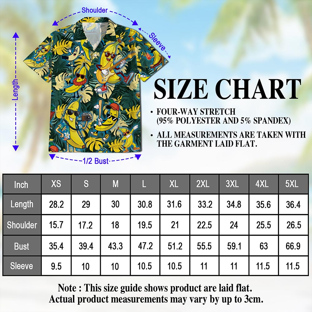 Banana Plays The Guitar Hawaiian Shirt for Men, Button Down Aloha Shirt - Azhawaiian