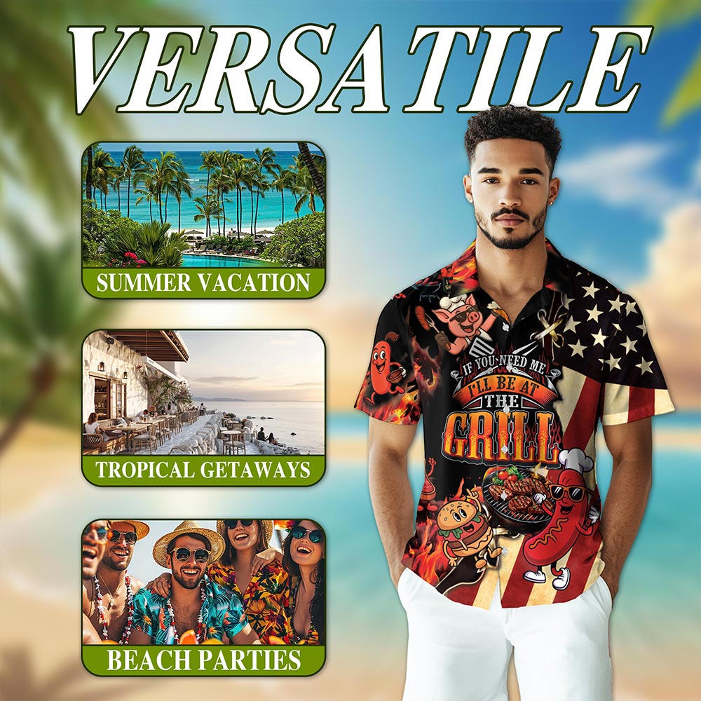 Barbecue I Will Be At The Grill Hawaiian Shirt for Men, Button Down Aloha Shirt - Azhawaiian