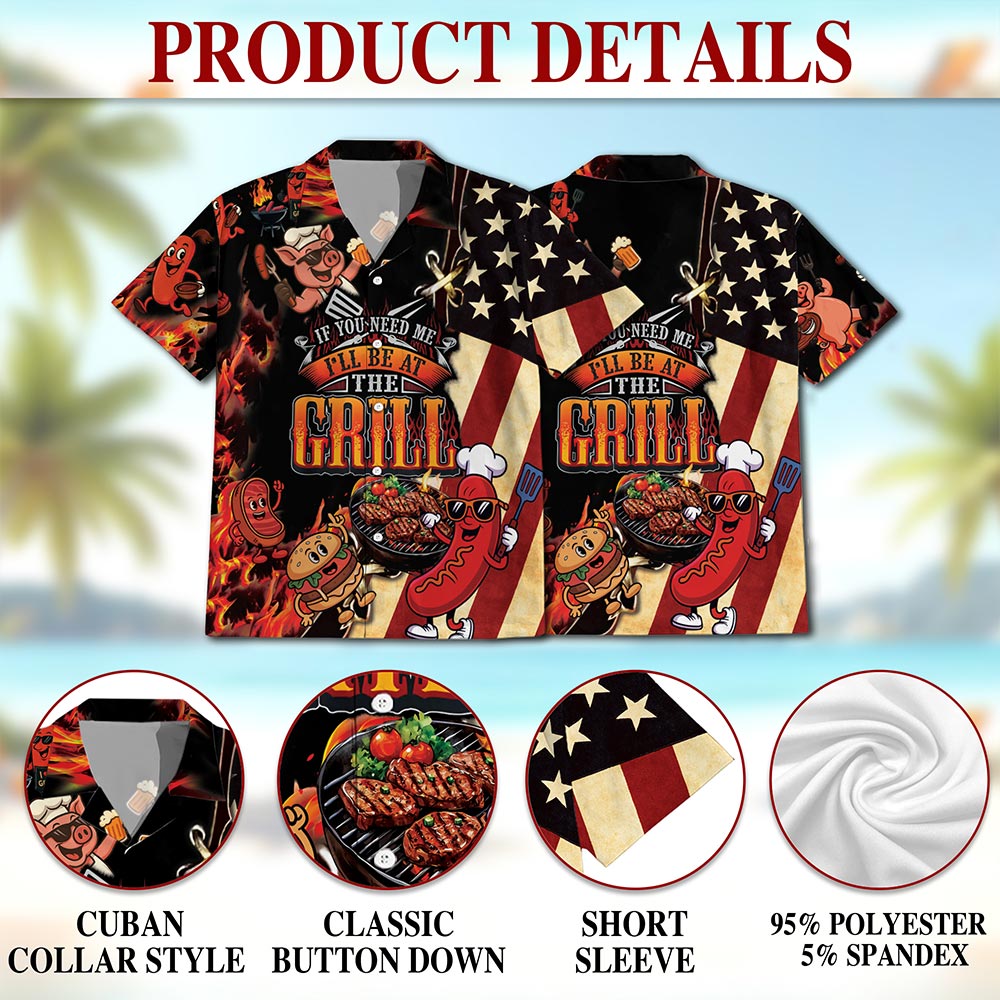 Barbecue I Will Be At The Grill Hawaiian Shirt for Men, Button Down Aloha Shirt - Azhawaiian