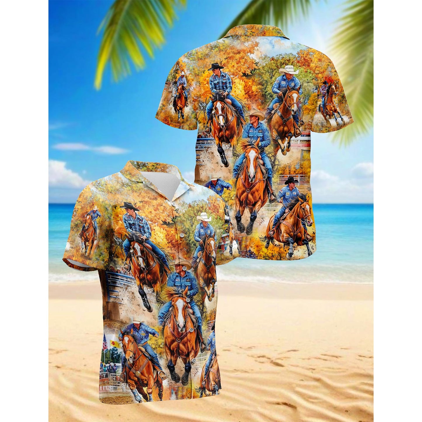 Barrel Racing Hawaiian Shirt for Men, Button Down Aloha Shirt - Azhawaiian