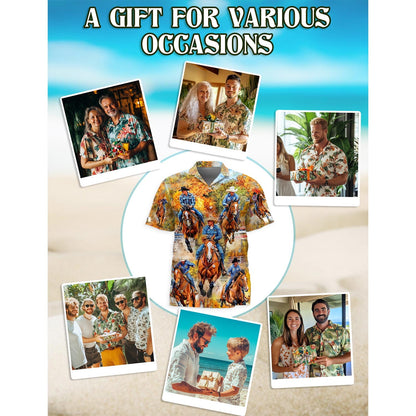 Barrel Racing Hawaiian Shirt for Men, Button Down Aloha Shirt - Azhawaiian