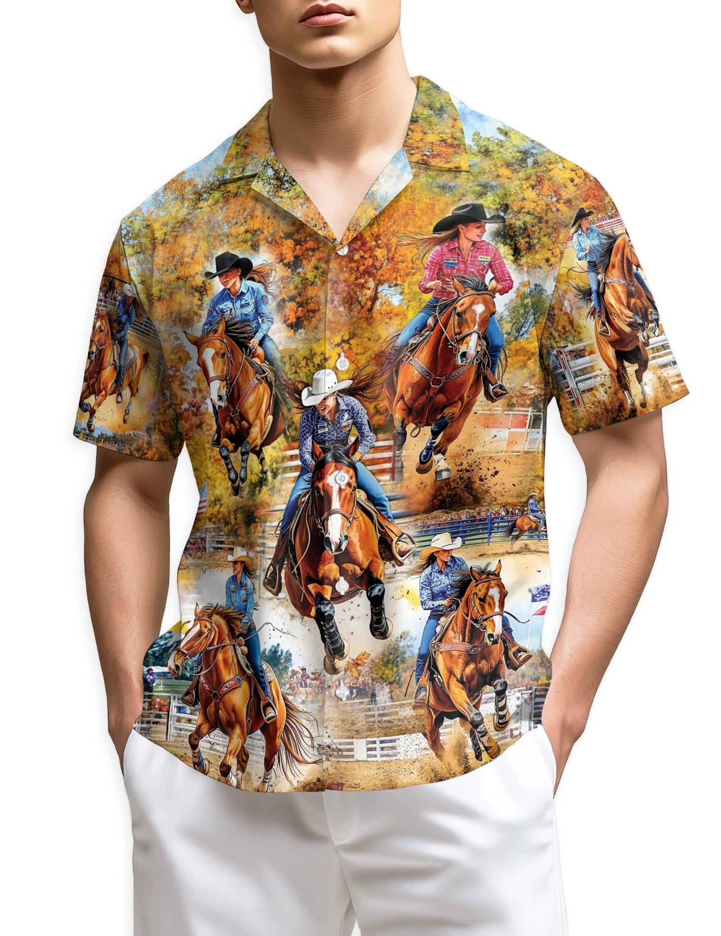 Azhawaiian Barrel Racing Women Hawaiian Shirt for Men