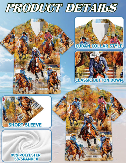 Barrel Racing Women Hawaiian Shirt for Men, Button Down Aloha Shirt - Azhawaiian