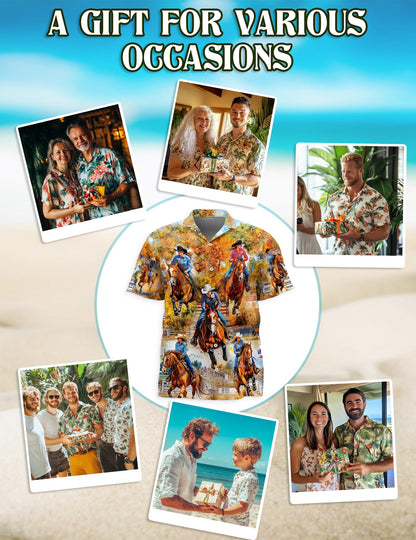 Barrel Racing Women Hawaiian Shirt for Men, Button Down Aloha Shirt - Azhawaiian