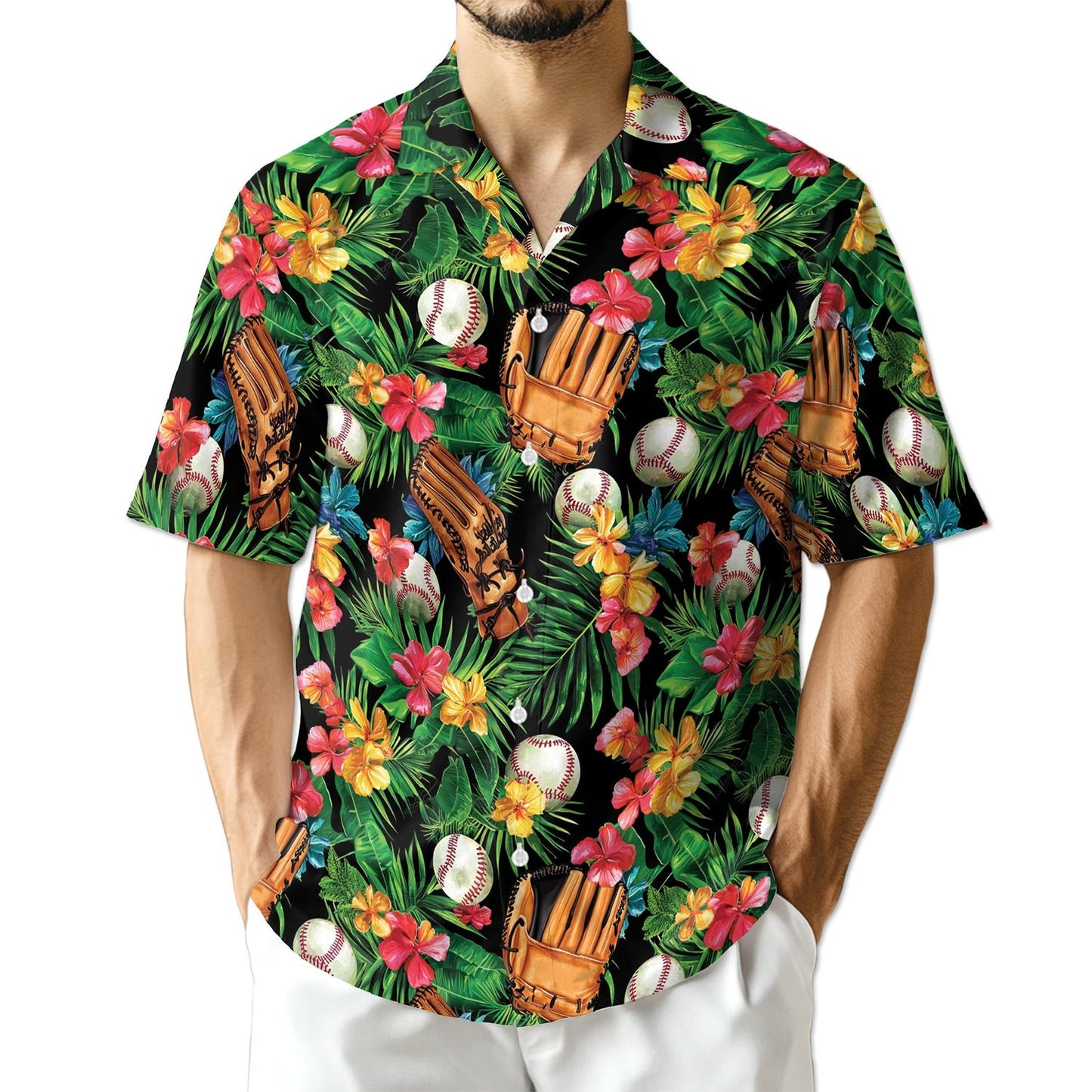Azhawaiian Baseball Art Tropical Hawaiian Shirt for Men