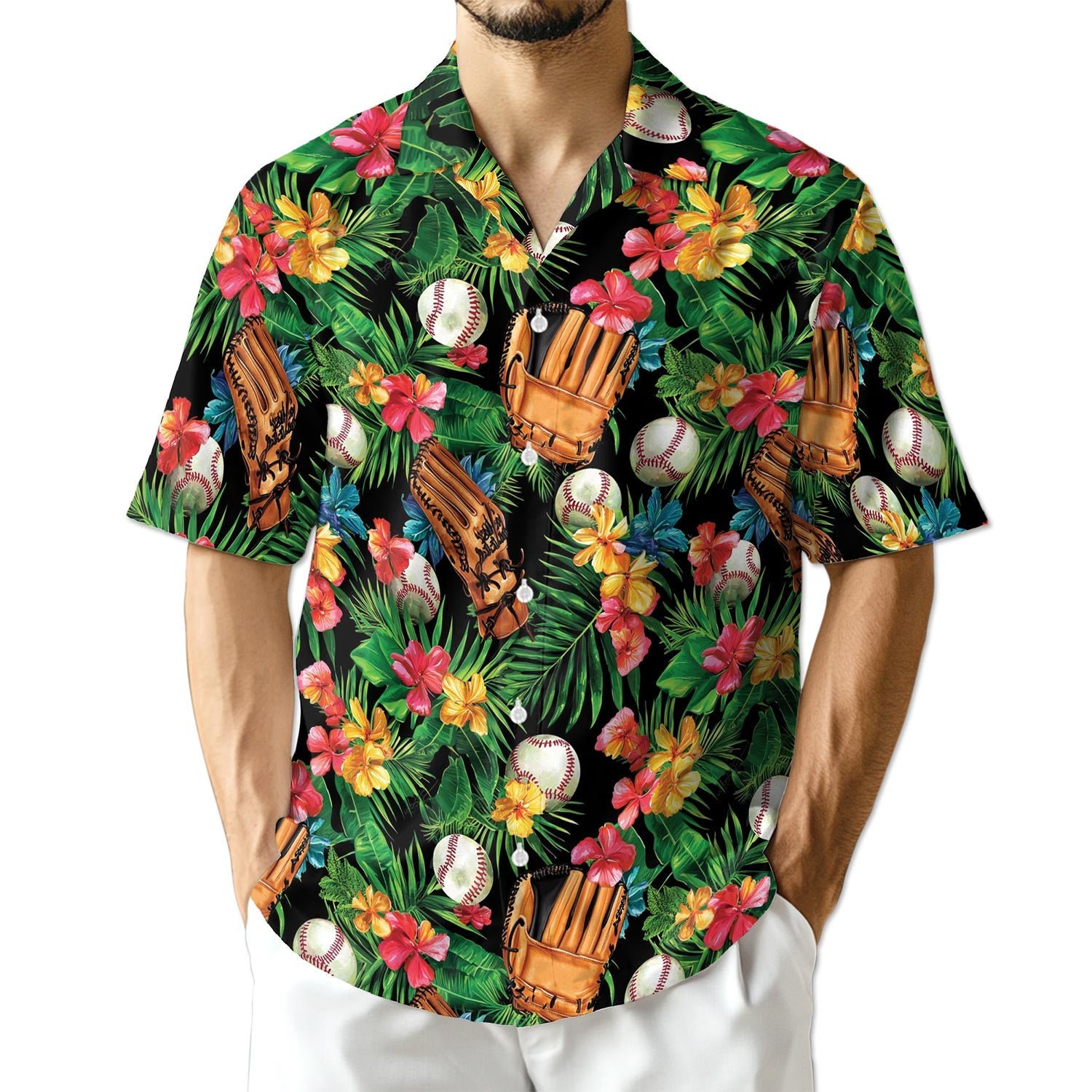 Azhawaiian Baseball Art Tropical Hawaiian Shirt for Men